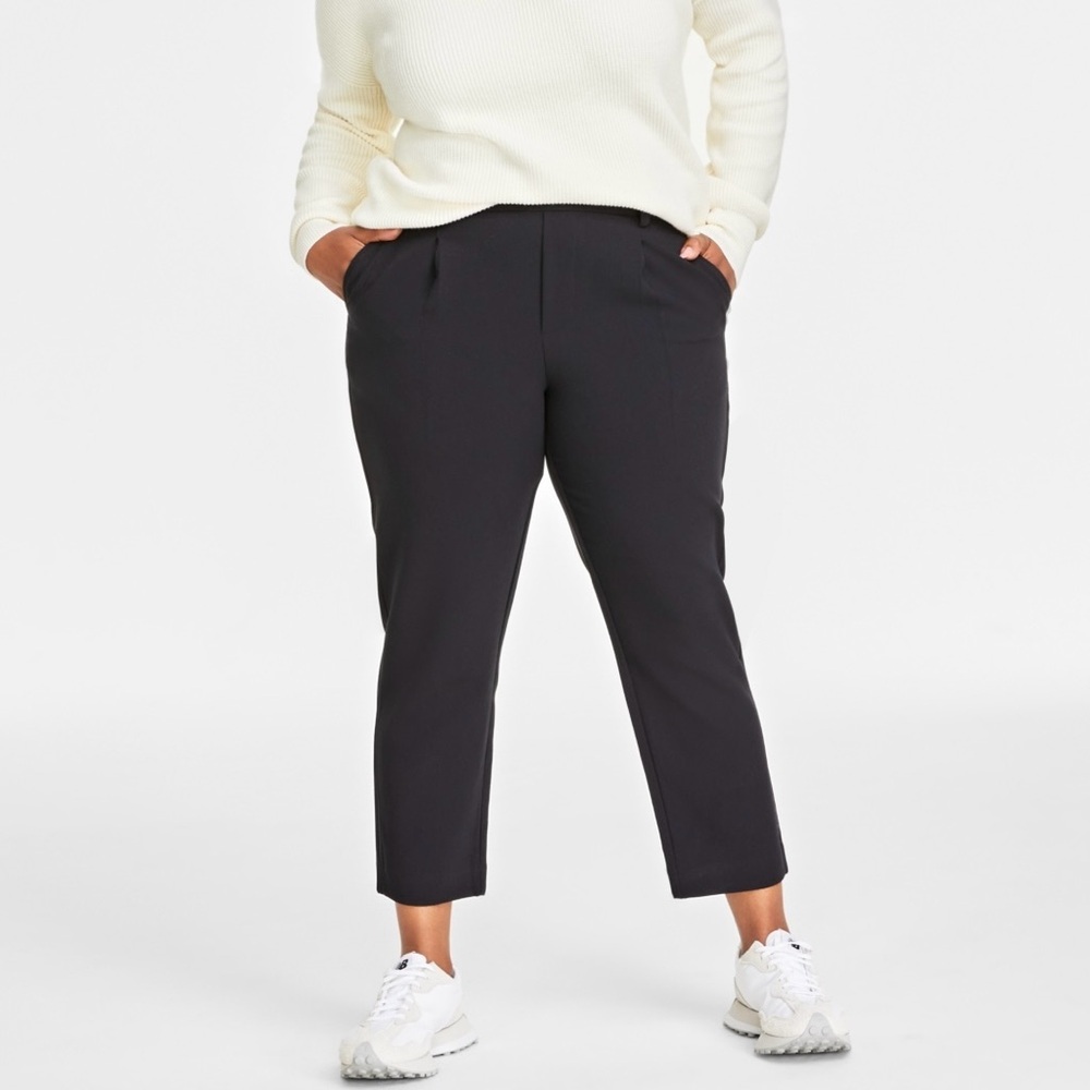 On 34th Plus Size Solid Double-Weave Ankle Pants Size 3X